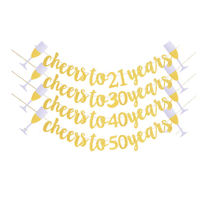 Bulk 2 Pcs Glitter Pull Flower Banner with Wine Glass for Ages 21-50 for Perfect Party Decor Wholesale