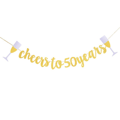 Bulk 2 Pcs Glitter Pull Flower Banner with Wine Glass for Ages 21-50 for Perfect Party Decor Wholesale