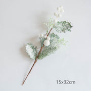 Artificial Christmas Picks 12 Inch 10 Pcs Pine Cones Holly Leaves Stems Bulk
