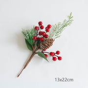 Artificial Christmas Picks 12 Inch 10 Pcs Pine Cones Holly Leaves Stems Bulk
