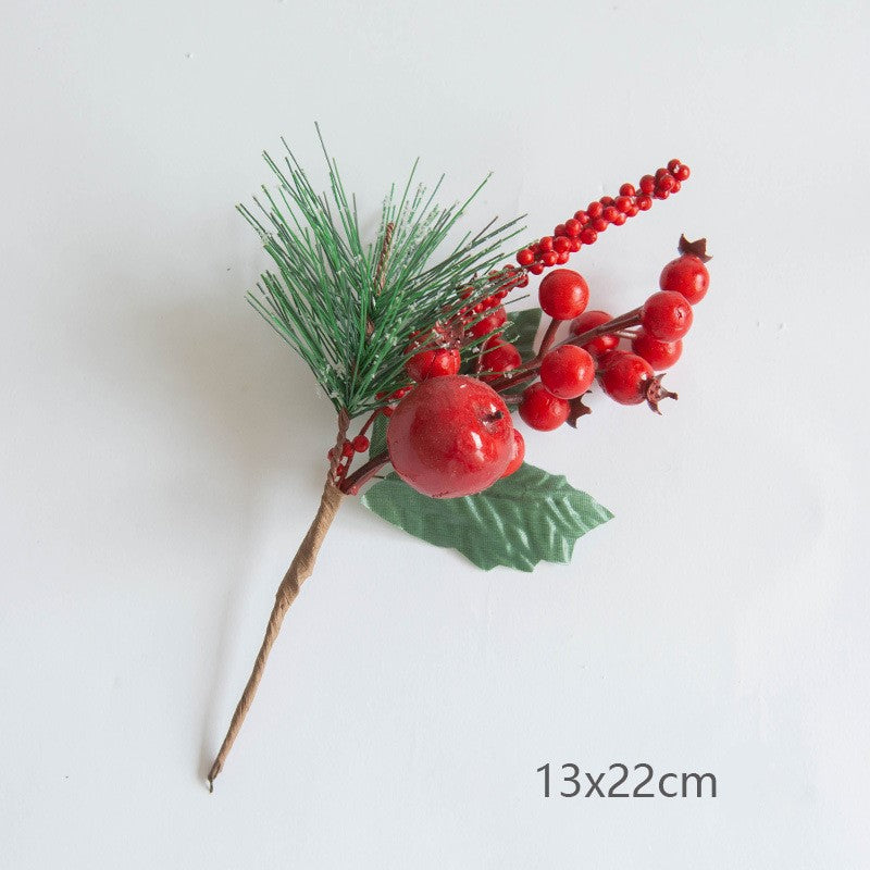 Artificial Christmas Picks 12 Inch 10 Pcs Pine Cones Holly Leaves Stems Bulk