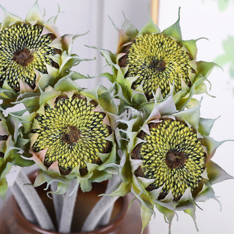 Artificial Sunflower Single Stem with Bud, Plastic & Faux Silk Fabric, Wedding Centerpiece, Bulk Faux Flowers
