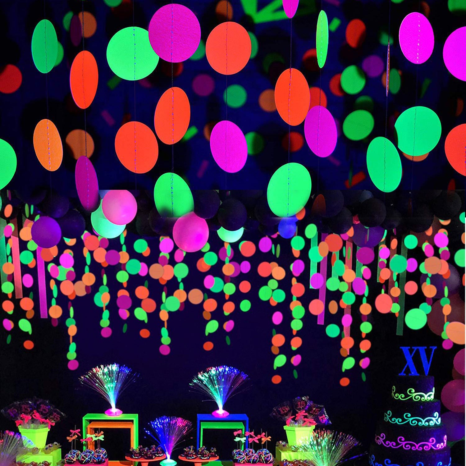 Bulk 10 pcs Glow in the Dark Paper Garland for Party and Birthday Decorations  Hanging Backdrop Decor Wholesale