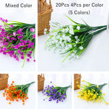 Bulk 8 Bundles Anti-UV Artificial Flowers for Outdoors Plastic UV Resistant Shrubs Plants for Garden Wedding Farmhouse Indoor Outdoor Decor Wholesale