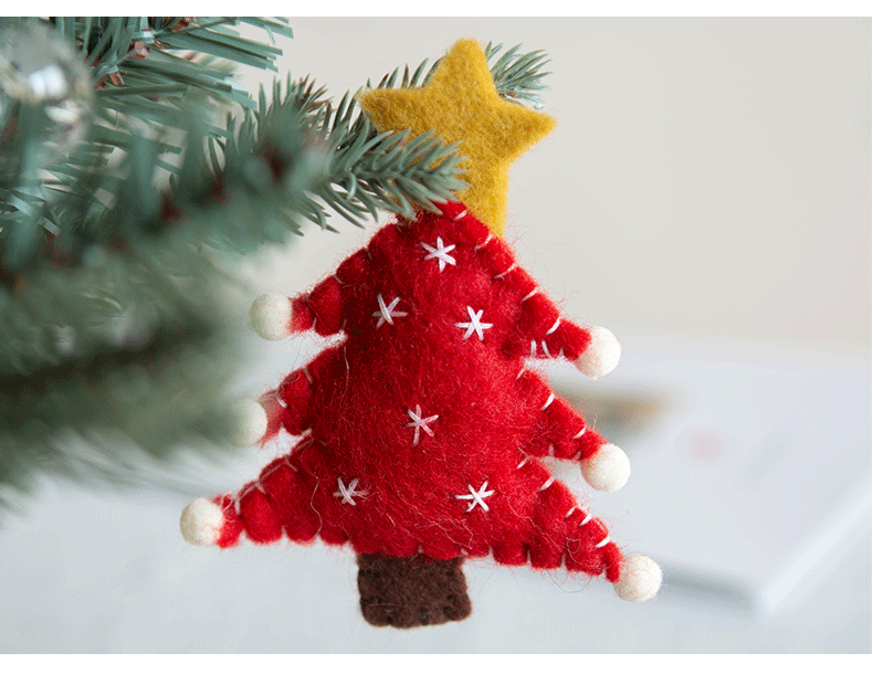 6 PCS Snowflake Wool Felt Pendant Ornaments for Christmas Tree Hanging Decorations