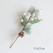 Artificial Christmas Picks 12 Inch 10 Pcs Pine Cones Holly Leaves Stems Bulk