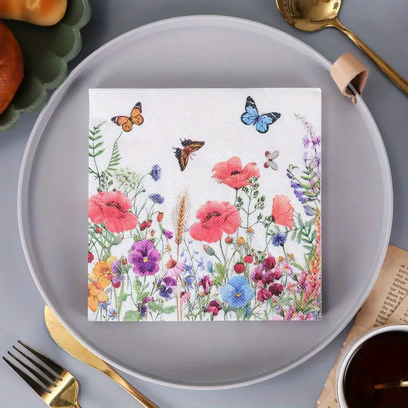 Bulk 5 Pack Butterfly Flower Paper Napkins Decoupage Napkin Wedding  Hotel Bathroom Daily Necessities Wholesale
