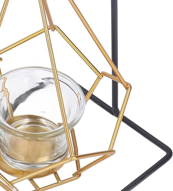 Bulk Irregular Candle Holder with Hanging Geometric Basket Tall Black Iron Stand Candlestick for Tabletop Centerpiece Wholesale