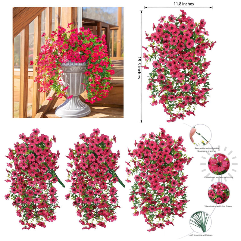 2 Pcs Artificial Hanging Flowers UV Fade Resistant Outdoor Decor for Porch Patio Balcony