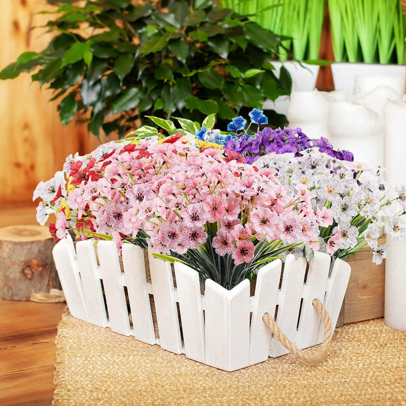 10 Pcs UV Resistant Faux Flowers for Outdoors Bulk Artificial Silk Flowers
