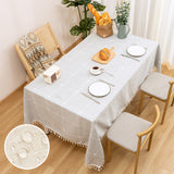 Bulk 2pcs Waterproof Polyester Tablecloth with Tassels Easy Clean Ideal for Kitchen and Dining Room Decor Wholesale