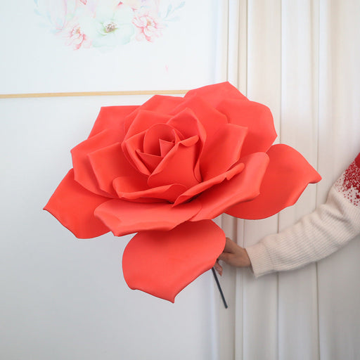 23.6 Inch Giant Artificial Rose Stems 10 Pcs Large PE Foam Flowers for Wedding Backdrops and Event Decor