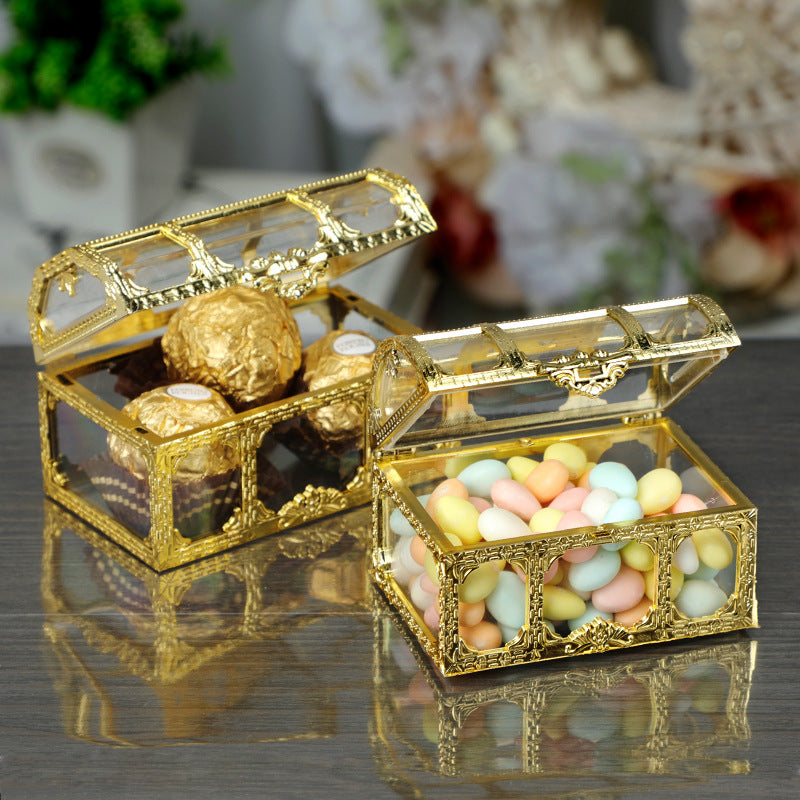 Bulk 12 Pack Clear Treasure Chest 3.5X2.5X2.4 Inch Plastic Favor Boxes for Wedding Party Wholesale