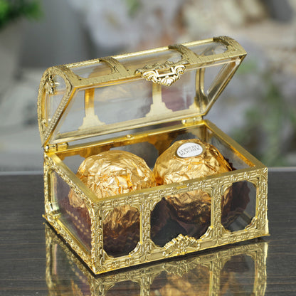 Bulk 12 Pack Clear Treasure Chest 3.5X2.5X2.4 Inch Plastic Favor Boxes for Wedding Party Wholesale
