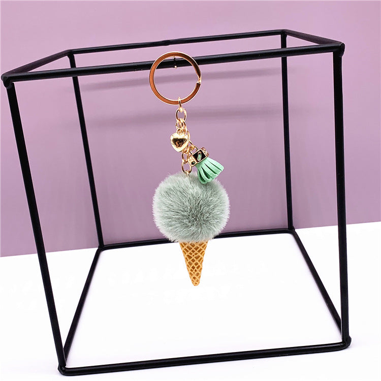 Wedding Favors Ice Cream Keychains - 2 Pack Cute Plush Bag Charms & Car Key Rings