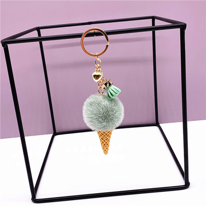 Wedding Favors Ice Cream Keychains - 2 Pack Cute Plush Bag Charms & Car Key Rings