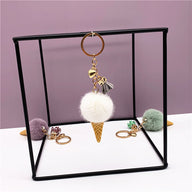 Wedding Favors Ice Cream Keychains - 2 Pack Cute Plush Bag Charms & Car Key Rings