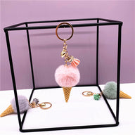 Wedding Favors Ice Cream Keychains - 2 Pack Cute Plush Bag Charms & Car Key Rings
