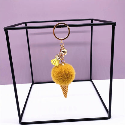 Wedding Favors Ice Cream Keychains - 2 Pack Cute Plush Bag Charms & Car Key Rings