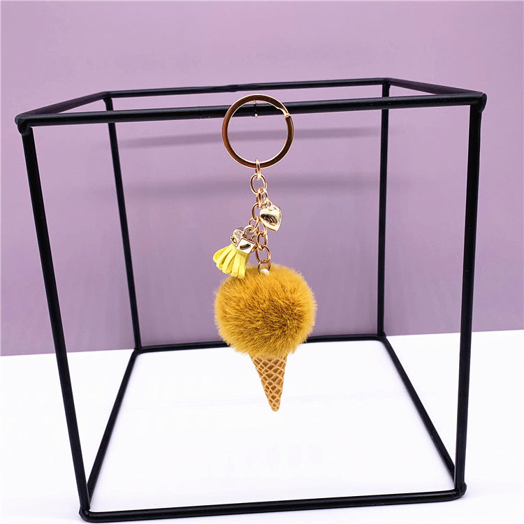 Wedding Favors Ice Cream Keychains - 2 Pack Cute Plush Bag Charms & Car Key Rings