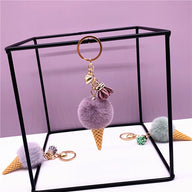 Wedding Favors Ice Cream Keychains - 2 Pack Cute Plush Bag Charms & Car Key Rings