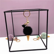 Wedding Favors Ice Cream Keychains - 2 Pack Cute Plush Bag Charms & Car Key Rings