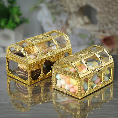 Bulk 12 Pack Clear Treasure Chest 3.5X2.5X2.4 Inch Plastic Favor Boxes for Wedding Party Wholesale