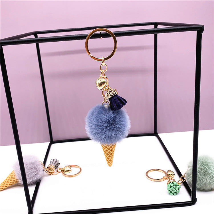 Wedding Favors Ice Cream Keychains - 2 Pack Cute Plush Bag Charms & Car Key Rings