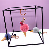 Wedding Favors Ice Cream Keychains - 2 Pack Cute Plush Bag Charms & Car Key Rings