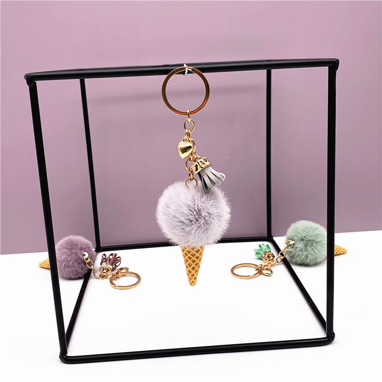 Wedding Favors Ice Cream Keychains - 2 Pack Cute Plush Bag Charms & Car Key Rings