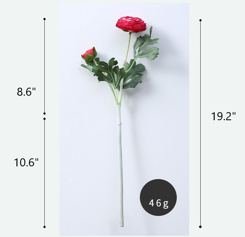 19 Inch Persian Buttercup Ranunculus Flowers, 10 Pcs Artificial Silk with Real Touch Stems