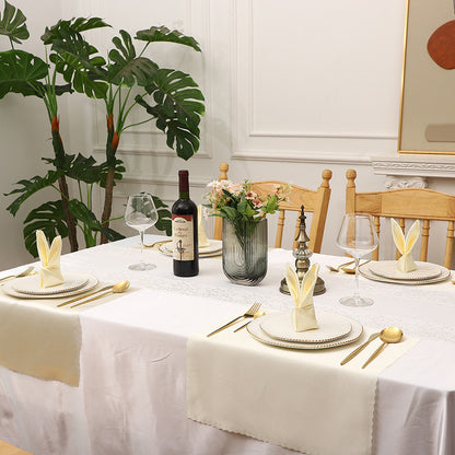 Bulk 2 pcs Satin Hollow Lace Napkins Restaurant Wedding Party Dinner Decoration Wholesale