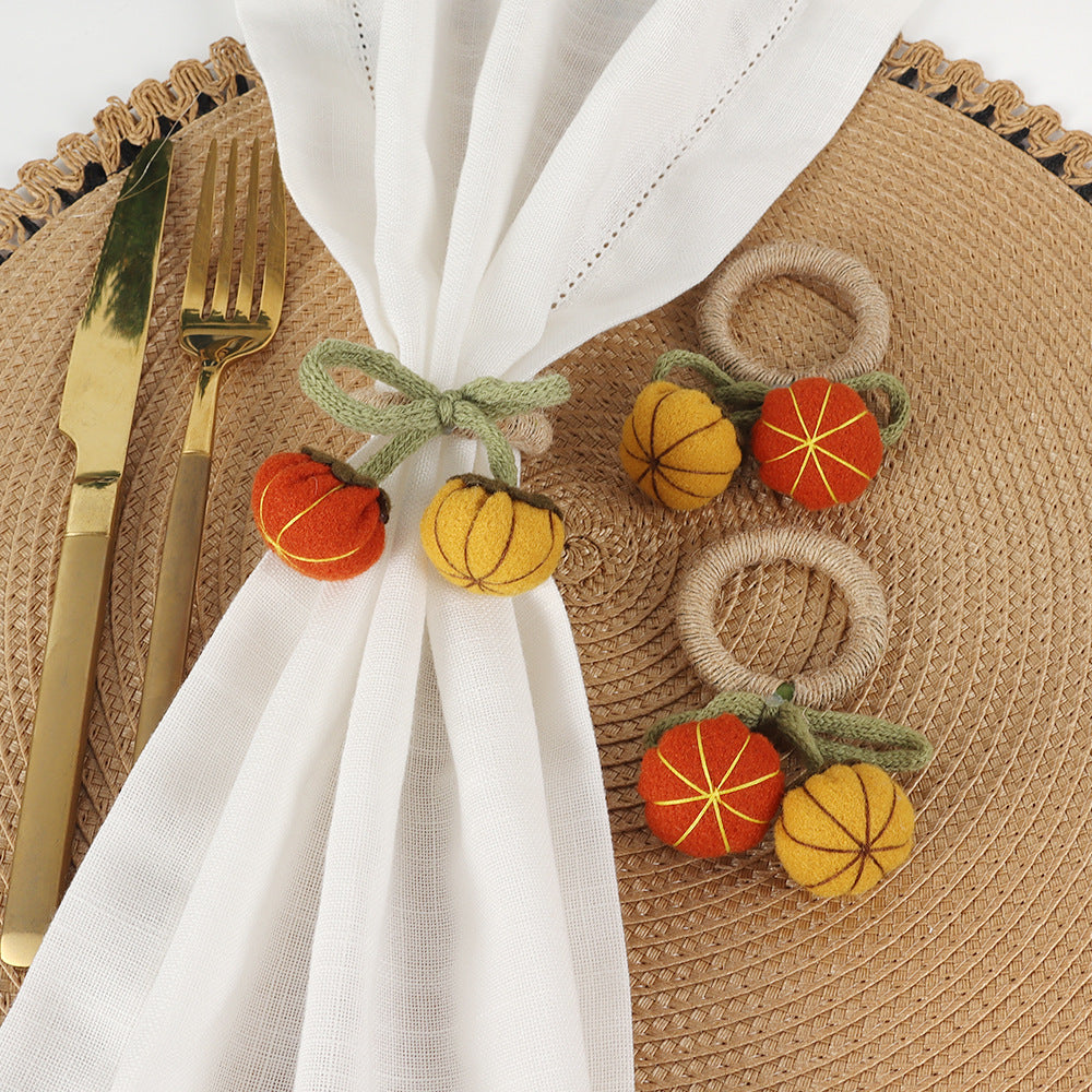 24 - Pack Halloween Hand - woven Fabric Pumpkin Napkin Rings