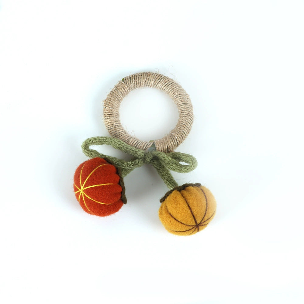 24 - Pack Halloween Hand - woven Fabric Pumpkin Napkin Rings