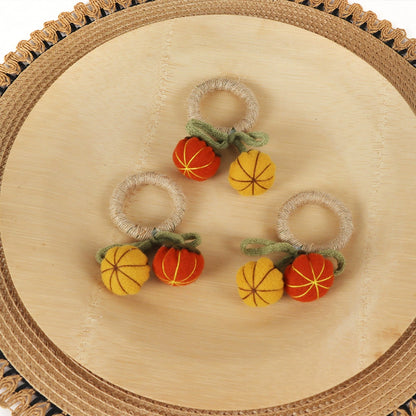 24 - Pack Halloween Hand - woven Fabric Pumpkin Napkin Rings