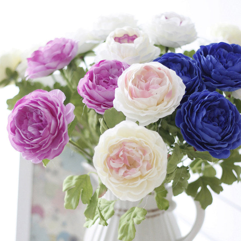 17 Inch Artificial Ranunculus Stems Persian Buttercup Silk Flowers Bulk Quantity