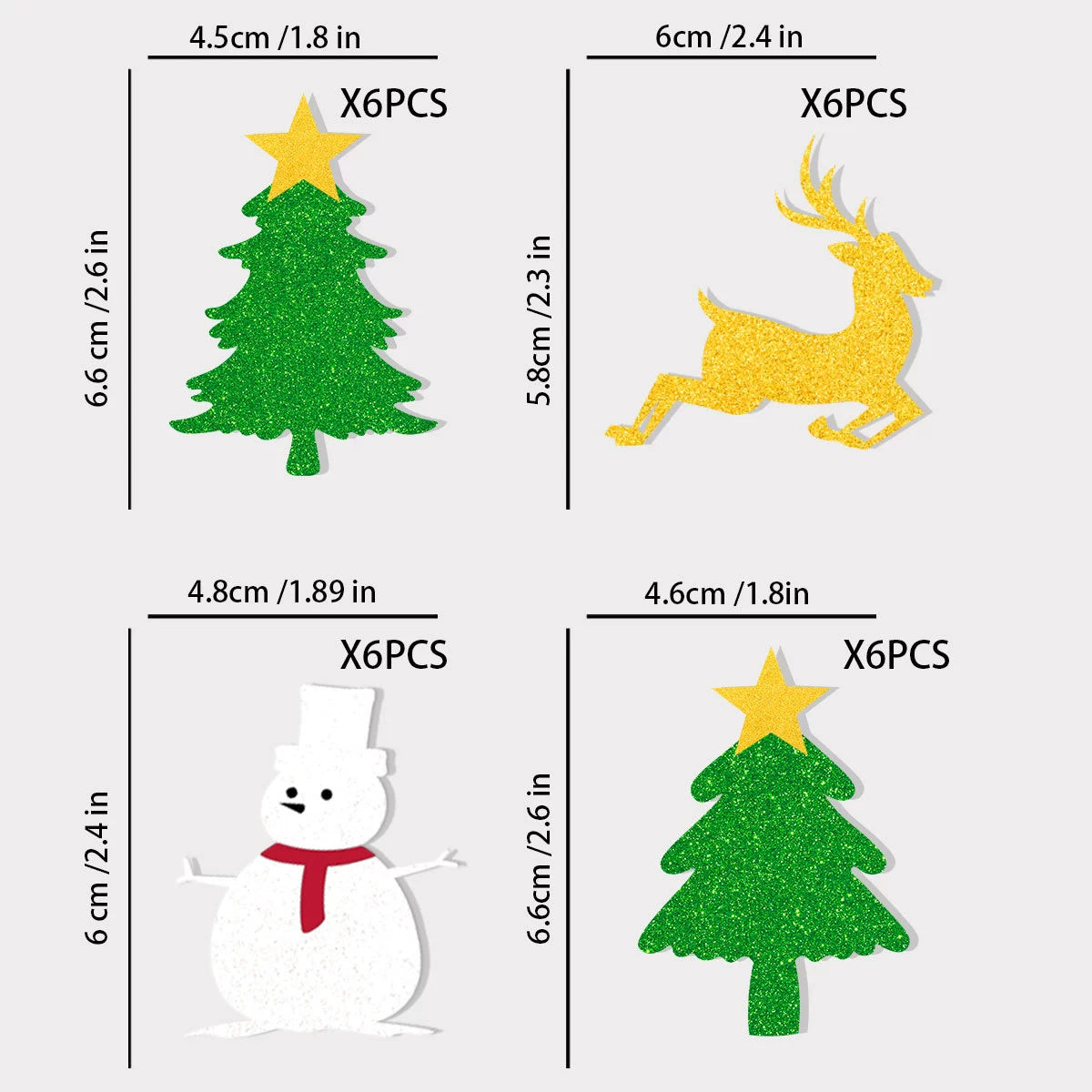 24PCS Christmas Cake Toppers - Glittery Reindeer, Tree, Stocking & Santa Hat Picks for Holiday Baking & Party Decor