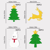 24PCS Christmas Cake Toppers - Glittery Reindeer, Tree, Stocking & Santa Hat Picks for Holiday Baking & Party Decor