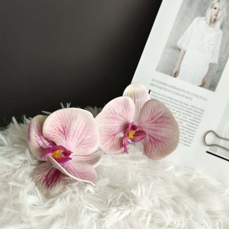 24 Pcs Artificial Phalaenopsis Orchid Heads, Ultra Realistic Touch, Bulk Cake Decoration