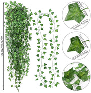 24 Pack Artificial Ivy Vines with LED String Lights, Greenery Garland Leaves, 6ft Hanging Wall Decor for Room Garden Office Wedding