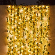 24 Pack Artificial Ivy Vines with LED String Lights, Greenery Garland Leaves, 6ft Hanging Wall Decor for Room Garden Office Wedding