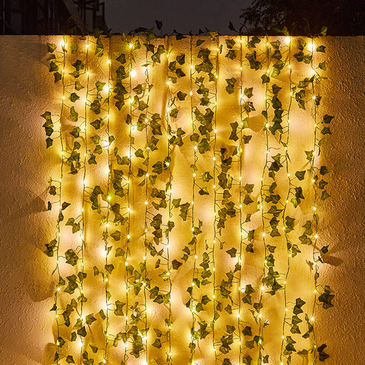 24 Pack Artificial Ivy Vines with LED String Lights, Greenery Garland Leaves, 6ft Hanging Wall Decor for Room Garden Office Wedding