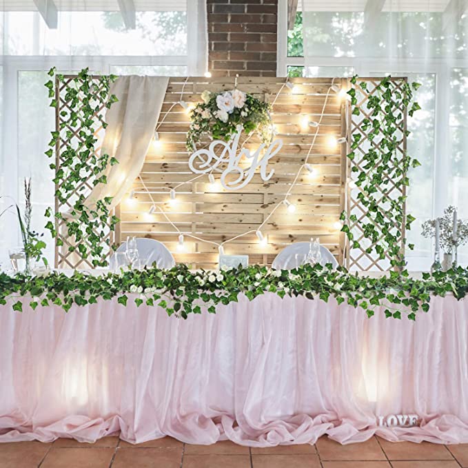 24 Pack Artificial Ivy Vines with LED String Lights, Greenery Garland Leaves, 6ft Hanging Wall Decor for Room Garden Office Wedding