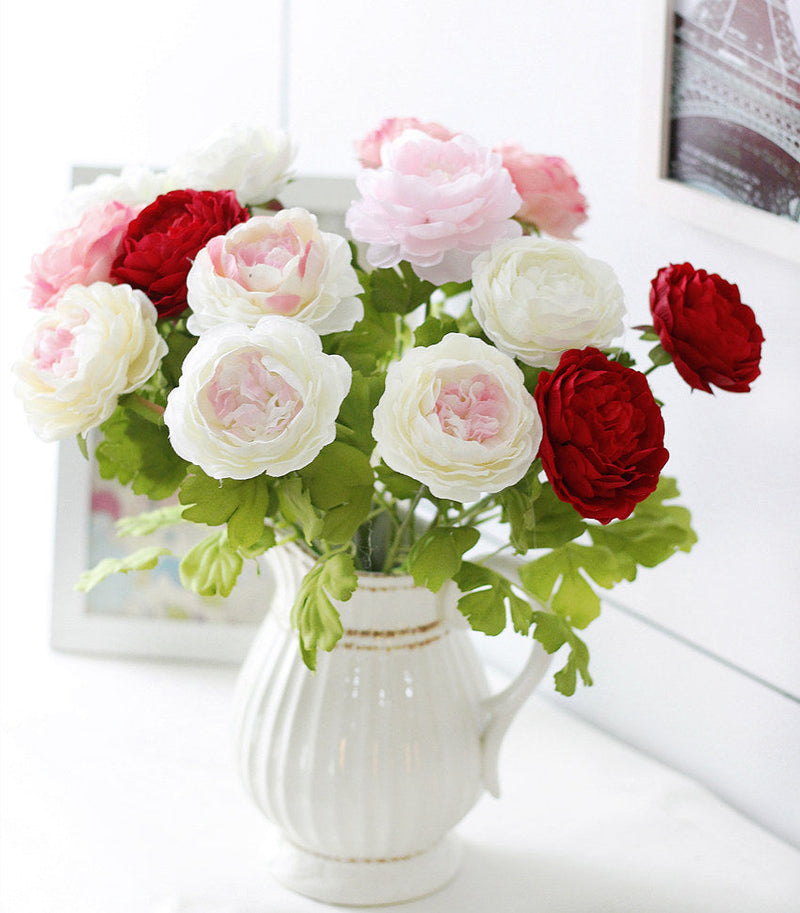 17 Inch Artificial Ranunculus Stems Persian Buttercup Silk Flowers Bulk Quantity