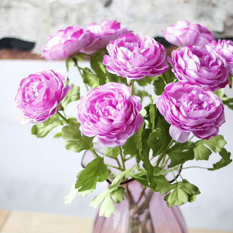17 Inch Artificial Ranunculus Stems Persian Buttercup Silk Flowers Bulk Quantity