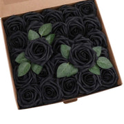 25 Pcs Artificial Foam Roses with Stems White 12 Inch Realistic DIY Wedding Bouquet Centerpieces