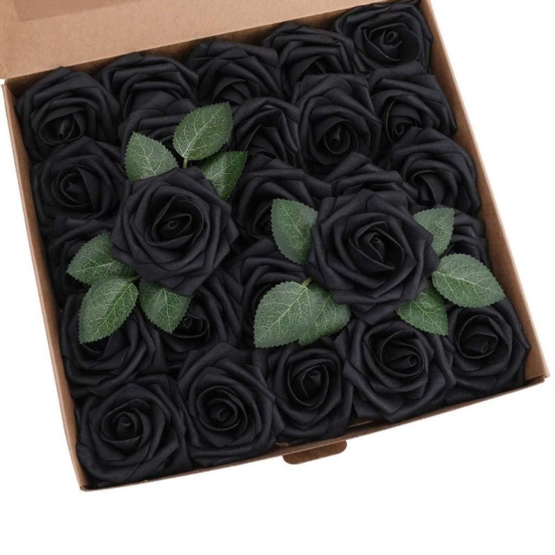 25 Pcs Artificial Foam Roses with Stems White 12 Inch Realistic DIY Wedding Bouquet Centerpieces