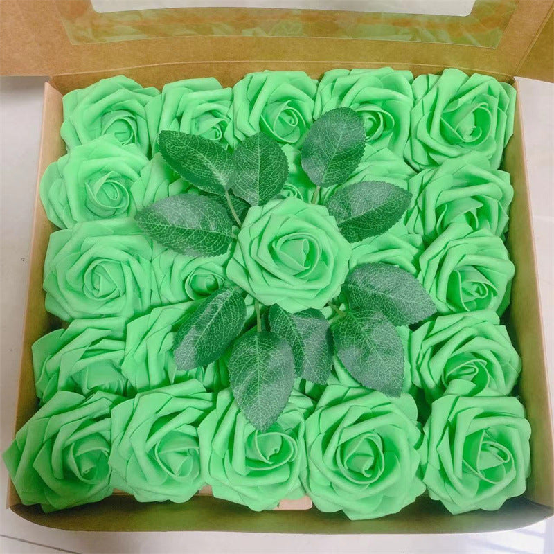 25 Pcs Artificial Foam Roses with Stems White 12 Inch Realistic DIY Wedding Bouquet Centerpieces