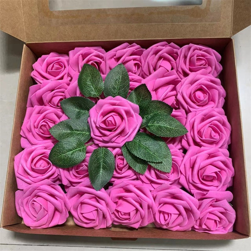 25 Pcs Artificial Foam Roses with Stems White 12 Inch Realistic DIY Wedding Bouquet Centerpieces