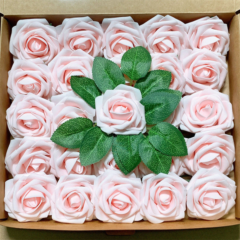 25 Pcs Artificial Foam Roses with Stems White 12 Inch Realistic DIY Wedding Bouquet Centerpieces